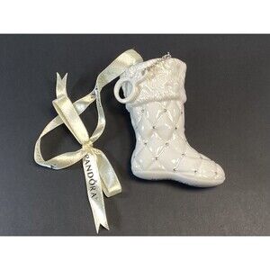 Pandora Porcelain Christmas Stocking Ornament 2012 With Ribbon Hanger 3.5in